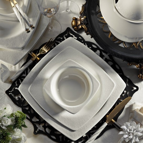 Kütahya Porselen Bone Mare 9559 62 Parça Yemek Takımı