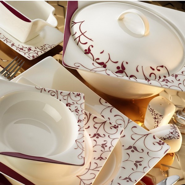 Kütahya Porselen Square Bone 65106 84 Parça Yemek Takımı