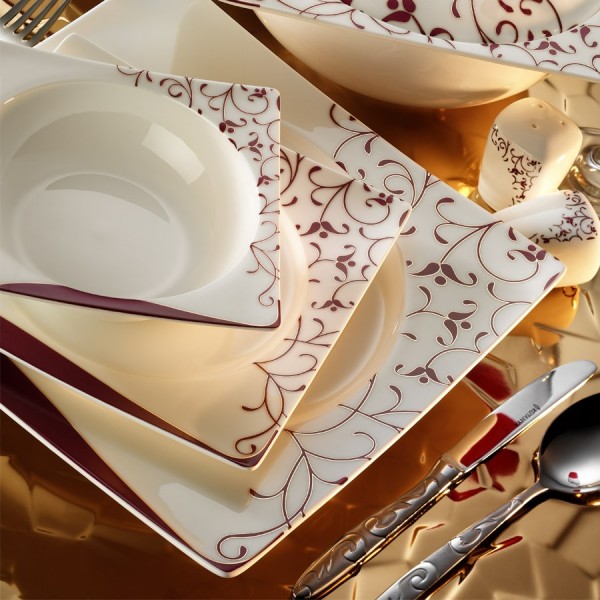 Kütahya Porselen Square Bone 65106 84 Parça Yemek Takımı