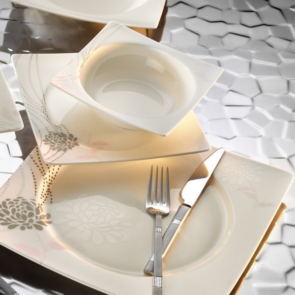 Kütahya Porselen Square Bone 65102 84 Parça Yemek Takımı