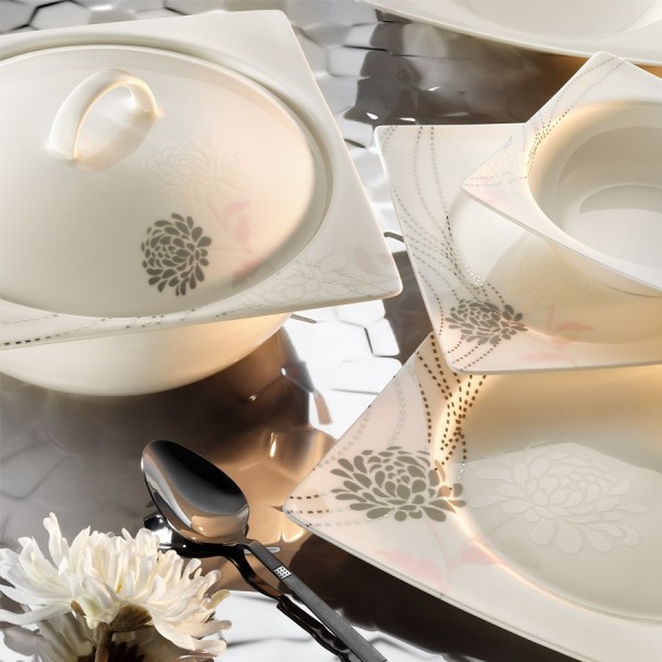 Kütahya Porselen Square Bone 65102 84 Parça Yemek Takımı
