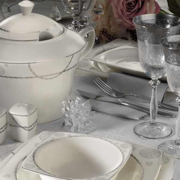 Kütahya Porselen Bone Mare 9676 62 Parça Yemek Takımı