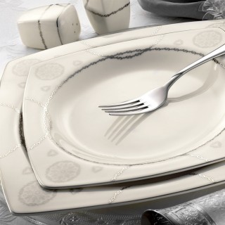 Kütahya Porselen Bone Mare 9676 62 Parça Yemek Takımı