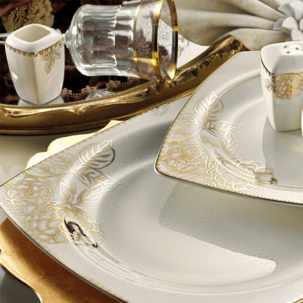 Kütahya Porselen Bone Mare 9679 62 Parça Yemek Takımı