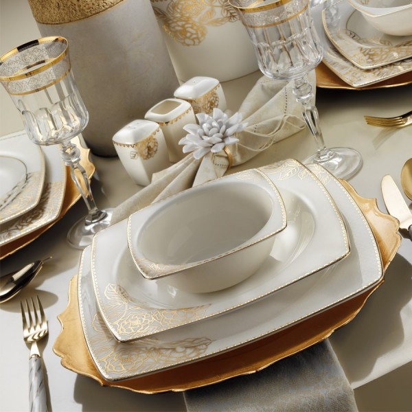 Kütahya Porselen Bone Mare 9679 62 Parça Yemek Takımı