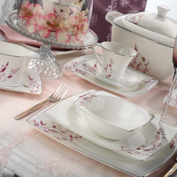 Kütahya Porselen Aliza Bone 65115 83 Parça Yemek Takımı