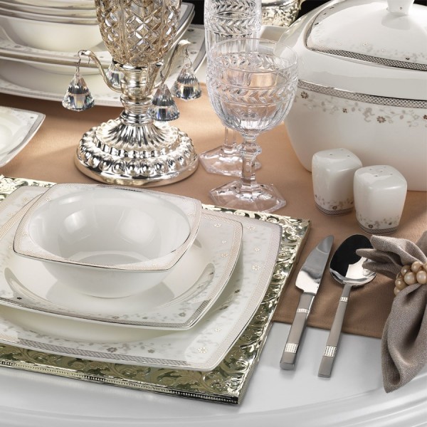 Kütahya Porselen Aliza Bone 25152 83 Parça Yemek Takımı