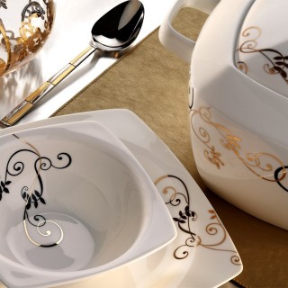 Kütahya Porselen Aliza Bone 25104 83 Parça Yemek Takımı
