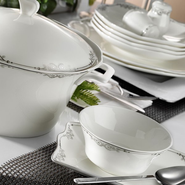 Kütahya Porselen Kare Bone 50109 73 Parça Yemek Takımı