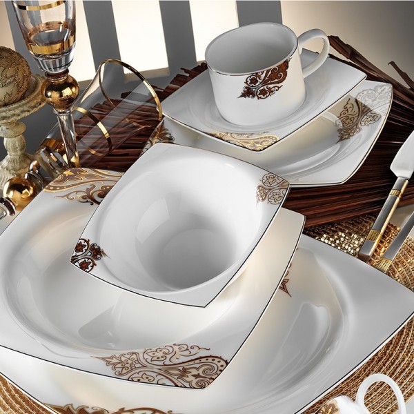 Kütahya Porselen Kare Bone 60108 83 Parça Yemek Takımı