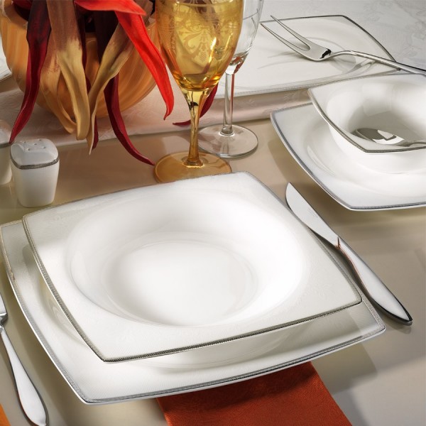 Kütahya Porselen Kare Bone 66103 83 Parça Yemek Takımı