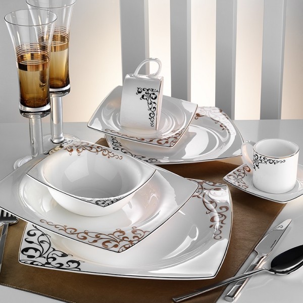 Kütahya Porselen Kare Bone 60109 83 Parça Yemek Takımı