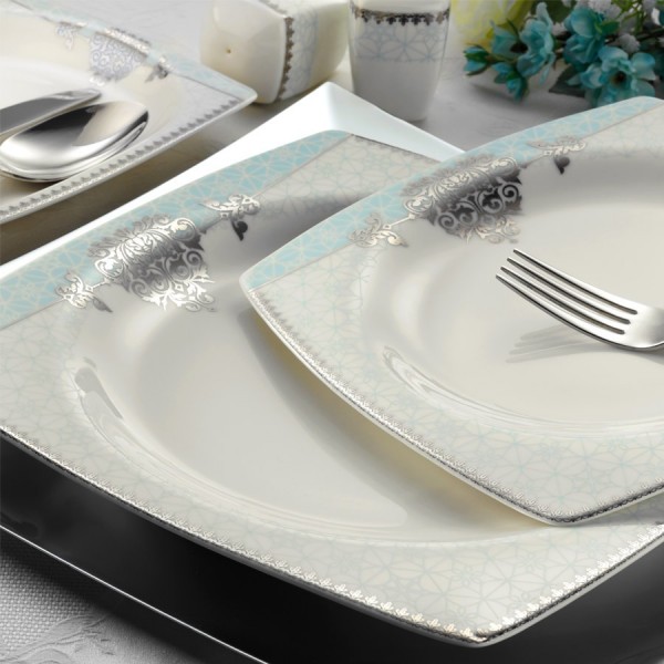 Kütahya Porselen Kare Bone 9678 62 Parça Yemek Takımı