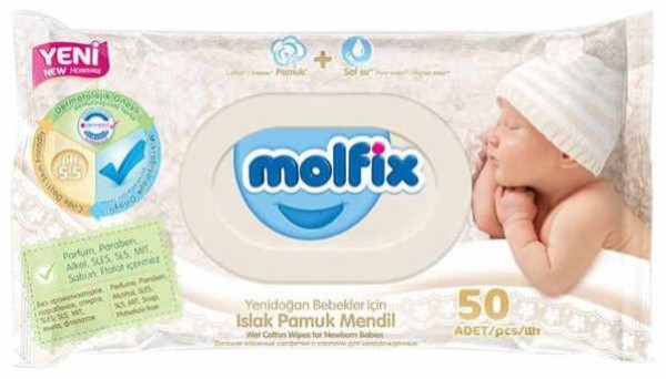 Molfix Yenidoğan Islak Pamuk Mendil (50 Yaprak)