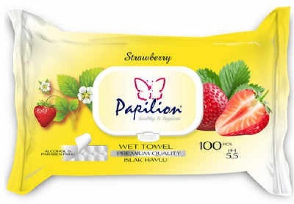 Papilion Çilek Islak Havlu (100 Yaprak)