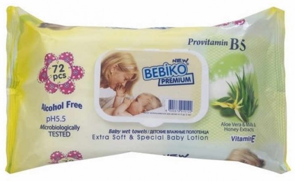 Bebiko Premium Losyonlu Islak Mendil (72 Yaprak)