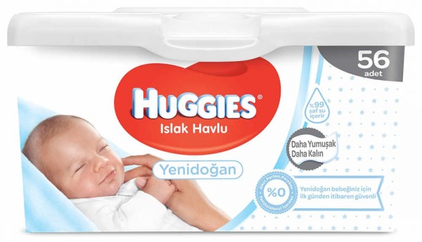 Huggies Plastik Kutu Yenidoğan Islak Havlu (56 Yaprak)