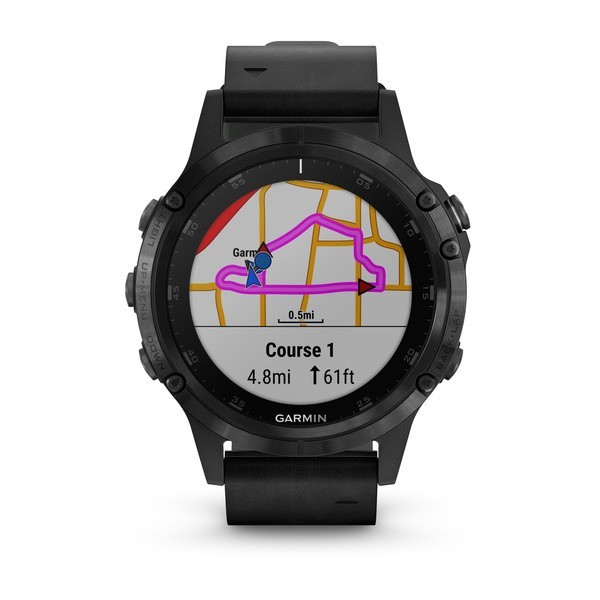 Garmin Fenix 5 Plus Sapphire Black with Black Leather Band Aktivite Saati