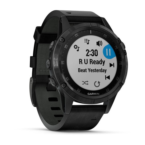 Garmin Fenix 5 Plus Sapphire Black with Black Leather Band Aktivite Saati