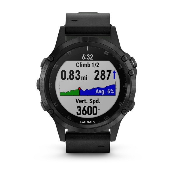 Garmin Fenix 5 Plus Sapphire Black with Black Leather Band Aktivite Saati