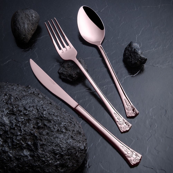 Nehir Titanium Akasya Bronz Deri Kutulu 84 Parça Çatal Kaşık Bıçak Takımı