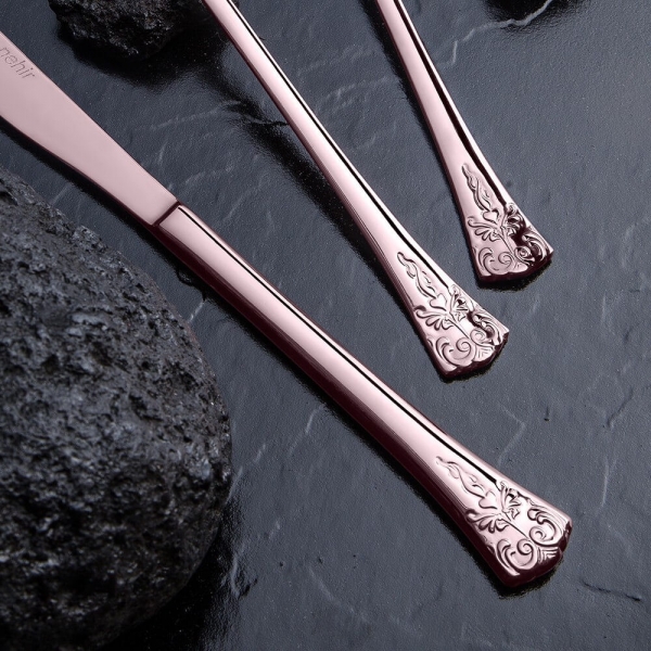 Nehir Titanium Akasya Bronz Deri Kutulu 84 Parça Çatal Kaşık Bıçak Takımı