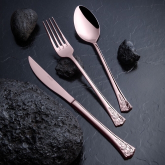 Nehir Titanium Akasya Bronz Deri Kutulu 84 Parça Çatal Kaşık Bıçak Takımı