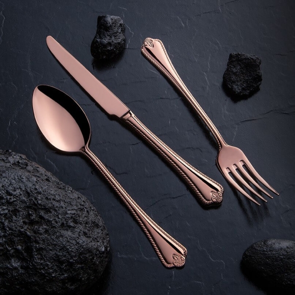 Nehir Titanium Fulya Bronz Deri Kutulu 84 Parça Çatal Kaşık Bıçak Takımı