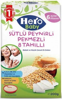 Hero Baby Sütlü Peynirli Pekmezli 8 Tahıllı 200 gr Kaşık Mama
