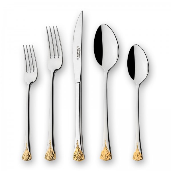Schafer SHF-2090 Gold 90 Parça Çatal Kaşık Bıçak Takımı (Altın)