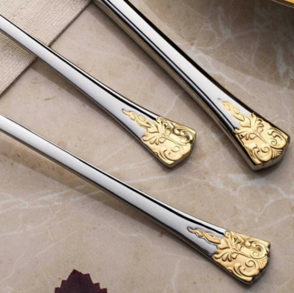 Nehir Akasya Sade Altın Karton Kutulu 72 Parça Çatal Kaşık Bıçak Takımı