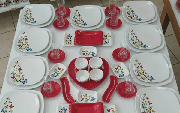 Keramika Beyaz Kelebek 63 Parça Kahvaltı Takımı