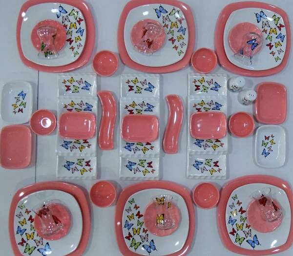 Keramika Pembe Butterfly 47 Parça Kahvaltı Takımı