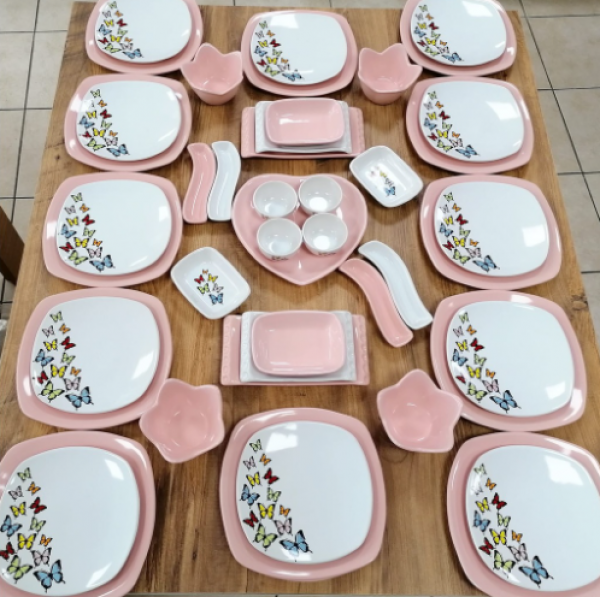 Keramika Pembe Kelebek 45 Parça Kahvaltı Takımı (45 Parça)