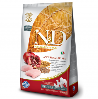 N&D Düşük Tahıllı Adult Medium Tavuklu ve Narlı 12 kg Köpek Maması