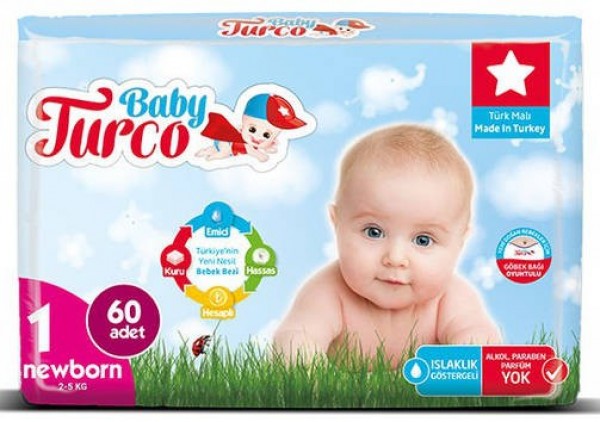 Baby Turco 1 Beden 60 Adet Bebek Bezi