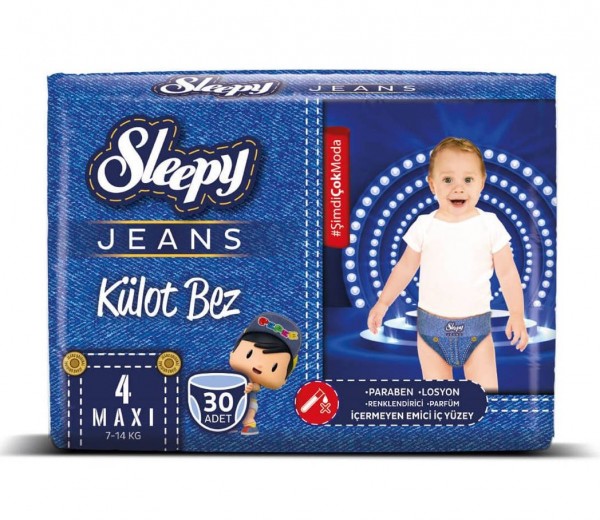 Sleepy Jeans Külot Bez 4 Beden 30 Adet Bebek Bezi