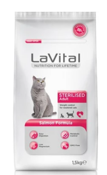 LaVital Sterilised Adult Somonlu 1.5 kg Kedi Maması