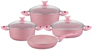Taç Silver Cook 7 Parça Granit Tencere ve Tava Seti