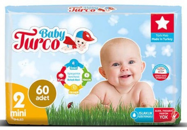 Baby Turco 2 Beden 60 Adet Bebek Bezi
