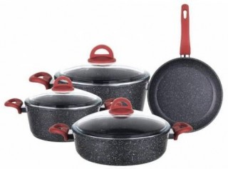Aryıldız Terra Grey 7 Parça Granit Tencere ve Tava Seti