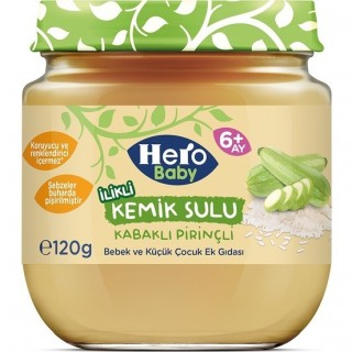 Hero Baby İlikli Kemik Sulu Kabaklı Pirinçli 120 gr Kavanoz Mama