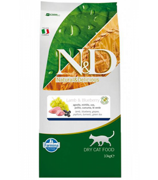 N&D Kuzu Etli Yaban Mersinli Tahılsız Yetişkin 10 kg Kedi Maması