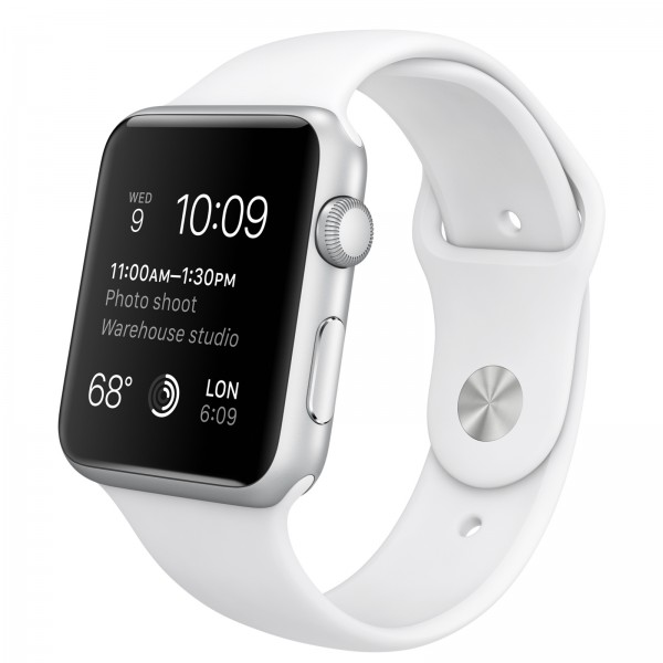 Apple Watch Sport (42 mm) Gümüş Rengi Alüminyum Kasa ve Beyaz Spor Kordon Akıllı Saat