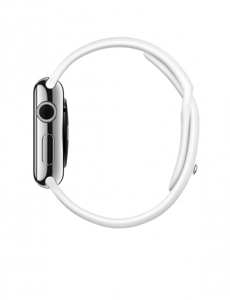 Apple Watch (38 mm) Paslanmaz Çelik Kasa ve Beyaz Spor Kordon Akıllı Saat