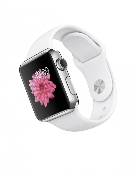 Apple Watch (38 mm) Paslanmaz Çelik Kasa ve Beyaz Spor Kordon Akıllı Saat