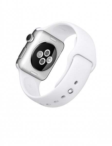 Apple Watch (38 mm) Paslanmaz Çelik Kasa ve Beyaz Spor Kordon Akıllı Saat