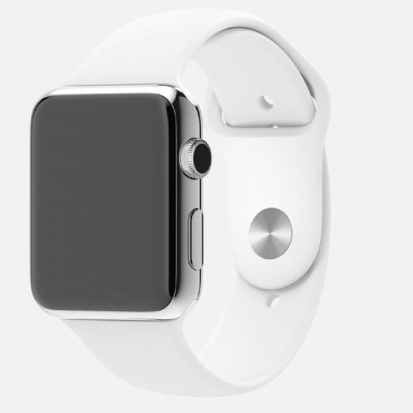 Apple Watch (42 mm) Paslanmaz Çelik Kasa ve Beyaz Spor Kordon Akıllı Saat