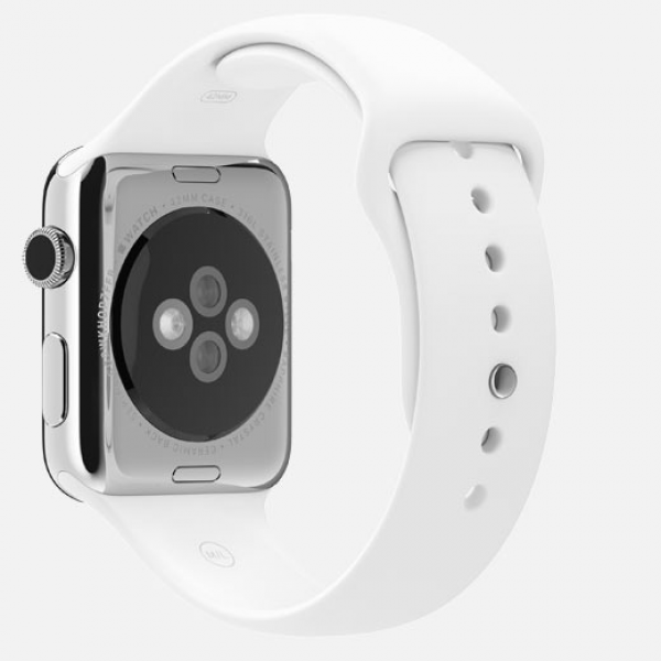 Apple Watch (42 mm) Paslanmaz Çelik Kasa ve Beyaz Spor Kordon Akıllı Saat