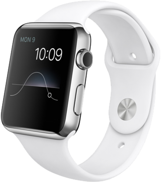 Apple Watch (42 mm) Paslanmaz Çelik Kasa ve Beyaz Spor Kordon Akıllı Saat